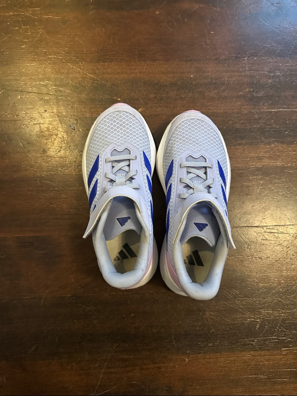 adidas Light Gray and Blue Kids' Sneakers with Pink Accent - Runfalcoln Sneaker